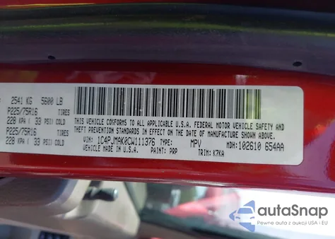 2012 Jeep Liberty Sport z USA, uszkodzony, nr VIN 1C4PJMAK0CW111376